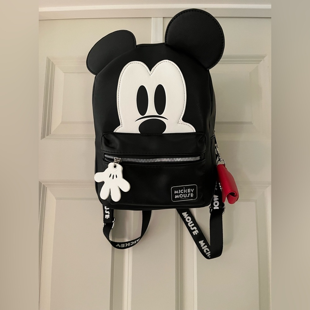 Disney Mickey Mouse 3D Character Ears Faux Leather Mini Backpack Purse